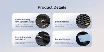 Cabezal, teclado, carga de consumibles y pantalla — Impresora Profesional para Identificación de Tubos y Cables — KG-LP-TUBE12 PRO