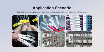 Aplicaciones en cableado, terminales y distribución — Impresora Profesional para Identificación de Tubos y Cables — KG-LP-TUBE12 PRO
