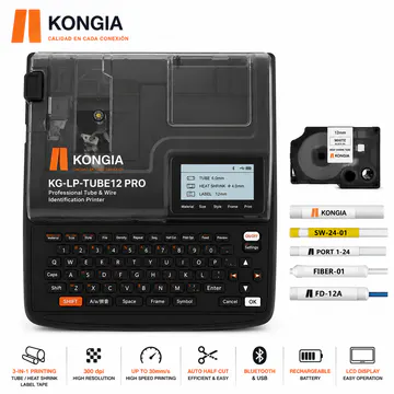 Familia de cinta, tubo PVC y termocontráctil — Impresora Profesional para Identificación de Tubos y Cables — KG-LP-TUBE12 PRO