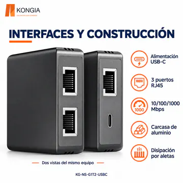 KG-NS-G1T2-USBC — Interfaces y construcción
