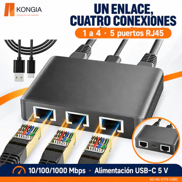 KG-NS-G1T4-USBC — Conexiones RJ45 y alimentación USB-C