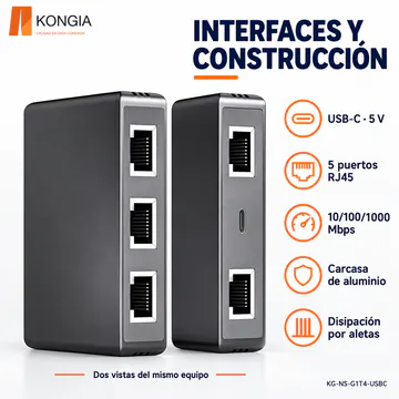 KG-NS-G1T4-USBC — Interfaces y construcción