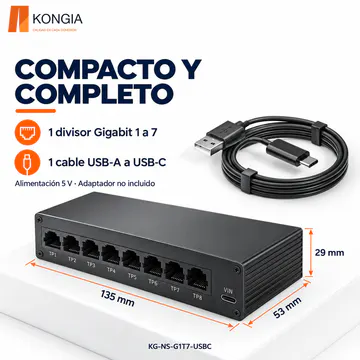 KG-NS-G1T7-USBC — Contenido y dimensiones
