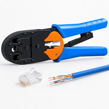 Pinza ponchadora para conectores RJ45 Pass-Through KG-NT-CT-PASS100 — funciones y componentes compatibles