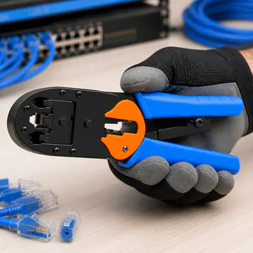 Pinza ponchadora para conectores RJ45 Pass-Through KG-NT-CT-PASS100 — ergonomía y control durante el uso