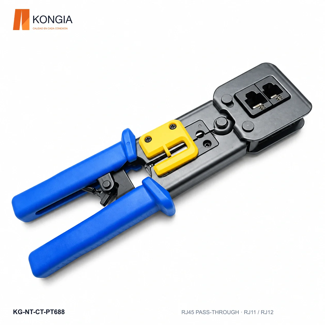 Pinza ponchadora Pass-Through RJ45 / RJ11 / RJ12, cortadora y pelacables