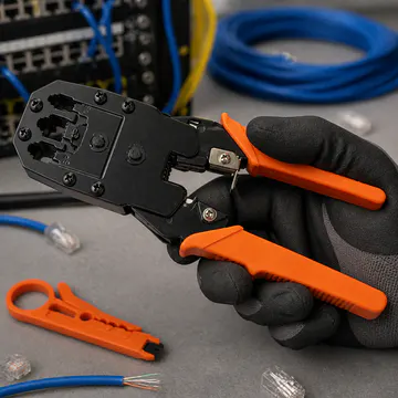 Pinza ponchadora modular 3 en 1 KG-NT-CT-RJ45-Y100 — ergonomía y control durante el uso