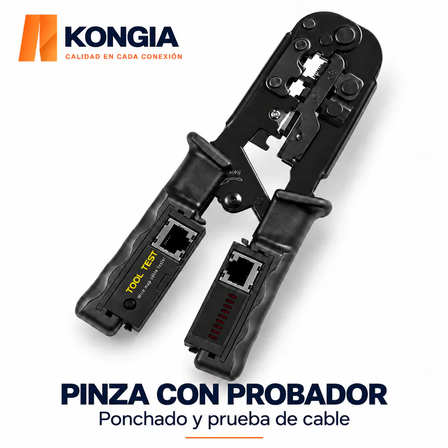 Pinza ponchadora con probador de cable integrado