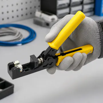 Herramienta de terminación para jacks Keystone de 180° KG-NT-KJ-180-CR100 — ergonomía y control durante el uso