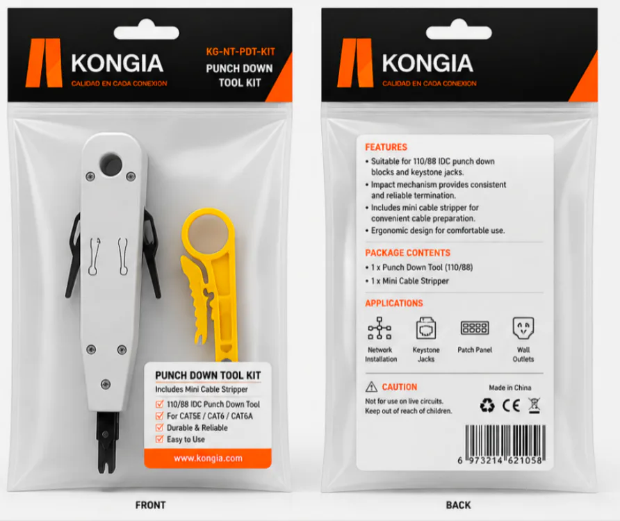 Kit de herramienta de impacto (Punchdown) y pelacables
