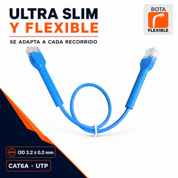 Mini Patch Cord Cat6A Ultra Slim UTP 10GbE, 0.3 m
