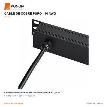 KG-PDU-12US-15A-1U — CABLE DE COBRE PURO · 14 AWG
