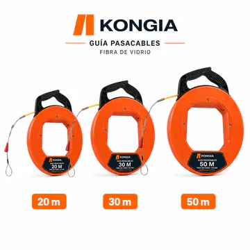 Comparación de longitudes de 20, 30 y 50 metros — Guía Pasacables de Fibra de Vidrio Ø4 mm, 30 m — KG-PI-FT-F30