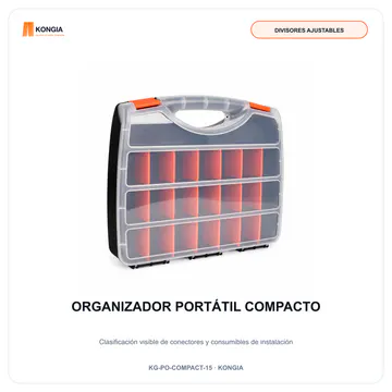 Vista principal sobre fondo blanco — Organizador Portátil Compacto de 15 Compartimentos — KG-PO-COMPACT-15