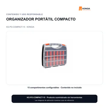 Contenido y uso responsable — Organizador Portátil Compacto de 15 Compartimentos — KG-PO-COMPACT-15