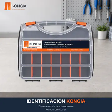 IDENTIFICACIÓN KONGIA — Etiqueta sobre la tapa transparente