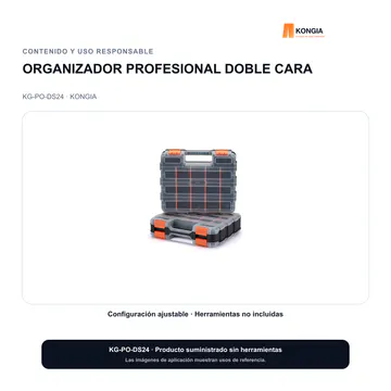 Contenido y uso responsable — Organizador Profesional de Piezas de Doble Cara DS24 — KG-PO-DS24