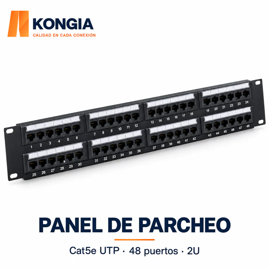 Escenarios de uso - Panel de Parcheo Cat5e UTP de 48 Puertos, 2U, con Anillos Autoblocantes, Acero Reforzado y Contactos Chapados en Oro