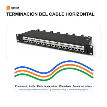 Guía de terminación — Panel de Parcheo Cat6 STP Blindado de 24 Puertos, 1U — KG-PP-C6-S24-1U