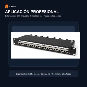 Escenario de aplicación — Panel de Parcheo Cat6 STP Blindado de 24 Puertos, 1U — KG-PP-C6-S24-1U