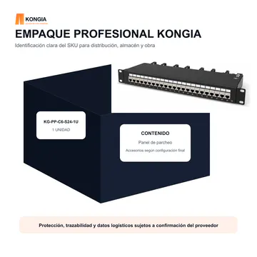 Empaque profesional — Panel de Parcheo Cat6 STP Blindado de 24 Puertos, 1U — KG-PP-C6-S24-1U