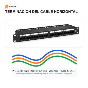 Guía de terminación — Panel de Parcheo Cat6 UTP de 24 Puertos, 1U, IDC 110/Krone — KG-PP-C6-U24-1U