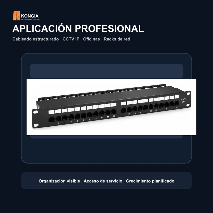 Escenarios de uso - Panel de Parcheo Cat6 UTP de 24 Puertos, 1U, IDC 110/Krone
