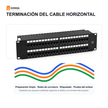 Guía de terminación — Panel de Parcheo Cat6 UTP de 48 Puertos, 2U, IDC 110/Krone — KG-PP-C6-U48-2U