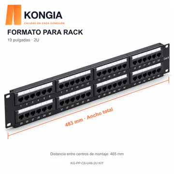 KONGIA · KG-PP-C6-U48-2U KIT · FORMATO PARA RACK