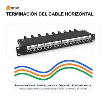 Guía de terminación — Panel de Parcheo Cat6A STP Blindado de 24 Puertos, 1U — KG-PP-C6A-S24-1U