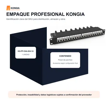 Empaque profesional — Panel de Parcheo Cat6A STP Blindado de 24 Puertos, 1U — KG-PP-C6A-S24-1U