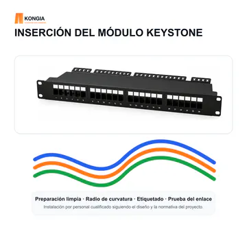 Guía de terminación — Panel de Parcheo Modular Keystone Vacío de 24 Puertos, 1U — KG-PP-KS24-1U