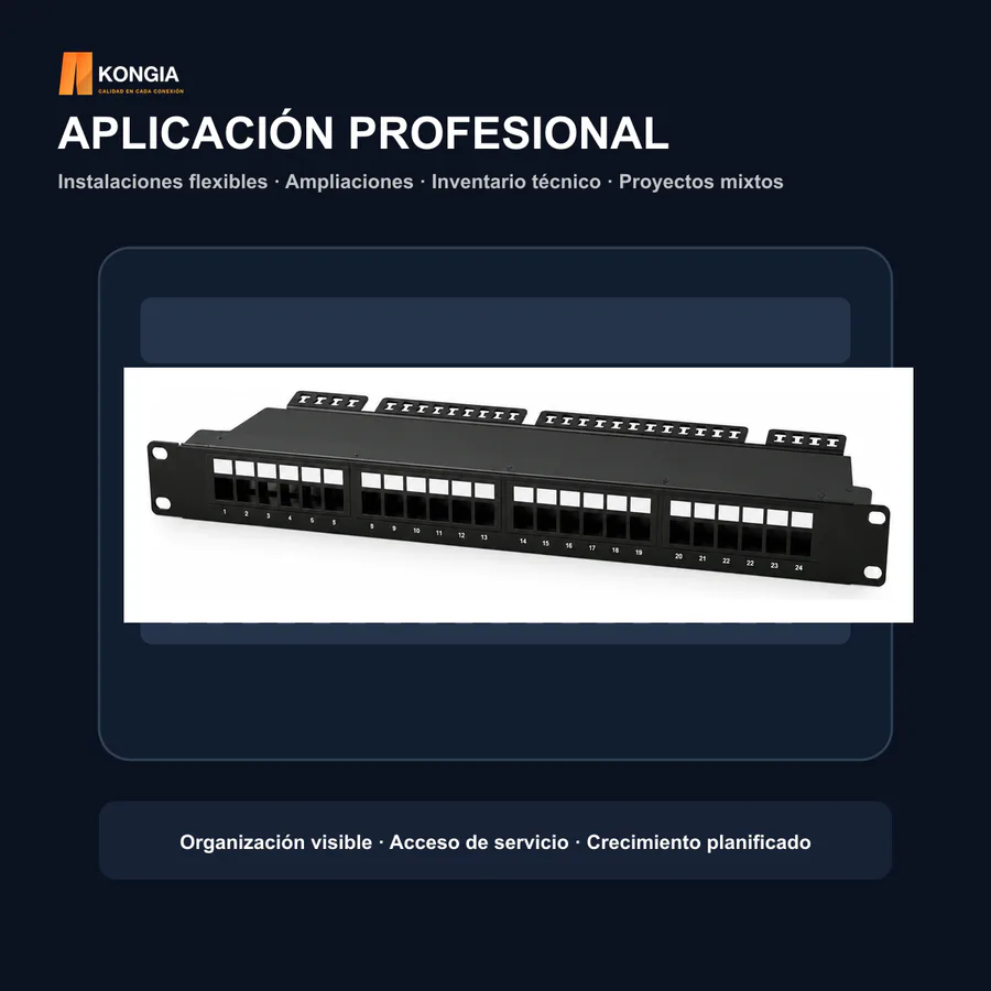 Escenarios de uso - Panel de Parcheo Modular Keystone Vacío de 24 Puertos, 1U