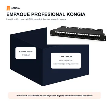 Empaque profesional — Panel de Parcheo Modular Keystone Vacío de 24 Puertos, 1U — KG-PP-KS24-1U