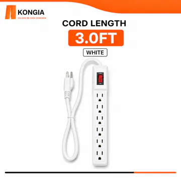 KONGIA USA 6-Outlet Power Strip | IP22 · 110–125 V · Max 15 A · 16AWG