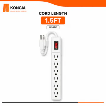 KONGIA USA 6-Outlet Power Strip | IP22 · 110–125 V · Max 15 A · 16AWG