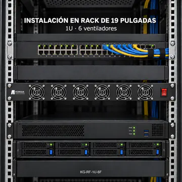KG-RF-1U-6F · Instalación en rack de 19 pulgadas · 1U · 6 ventiladores