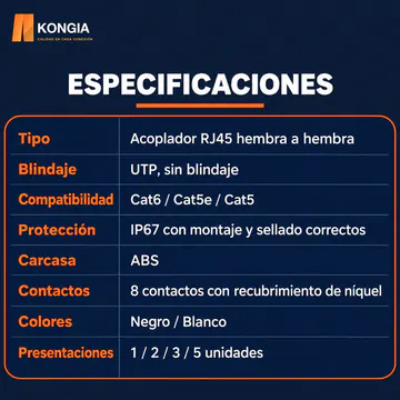 KG-RJ45-CP-C6-U-IP67-WH — Especificaciones