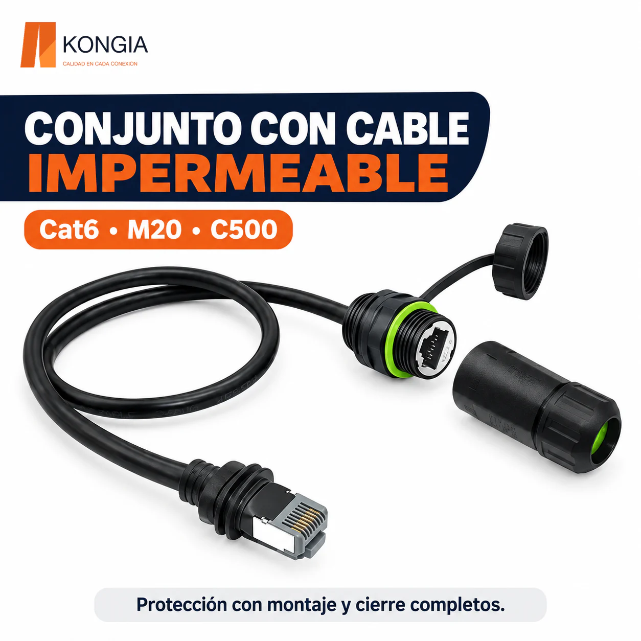 Conjunto Cat6 M20 C500 con Toma RJ45 y Cable de Conexión Especial