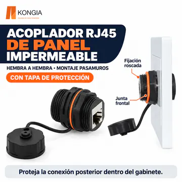 Ejemplo de montaje en panel; placa no incluida