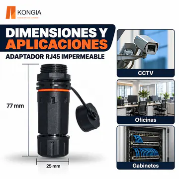 Dimensiones del conjunto: 77 × 25 mm; ejemplos de montaje