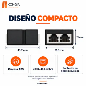 KG-RJ45-SP-1T2 — Dimensiones y materiales