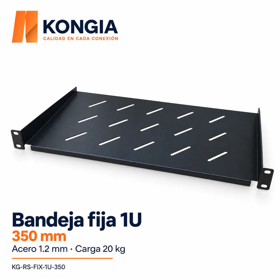 Bandeja Fija en Voladizo para Rack 19 pulgadas, 1U, 350 mm, Acero de 1.2 mm