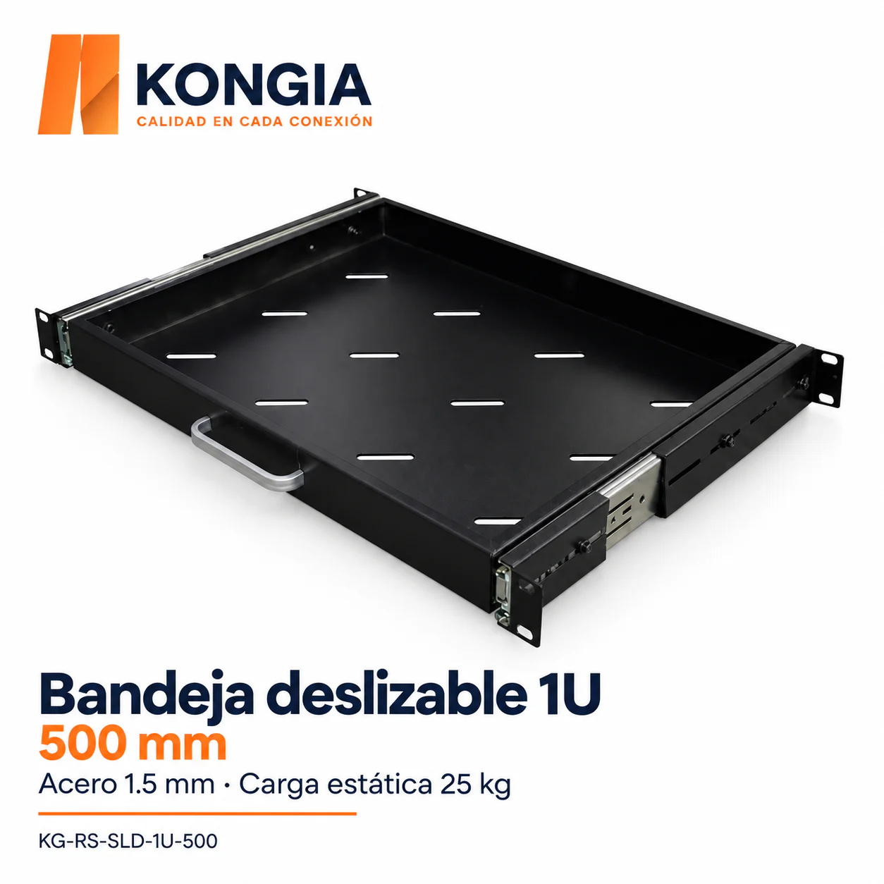 Bandeja Deslizable para Rack 19 pulgadas, 1U, 500 mm
