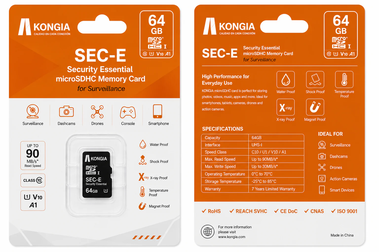 Class 10/U1/V10 Security Essential — Tarjeta microSD para Videovigilancia 64GB