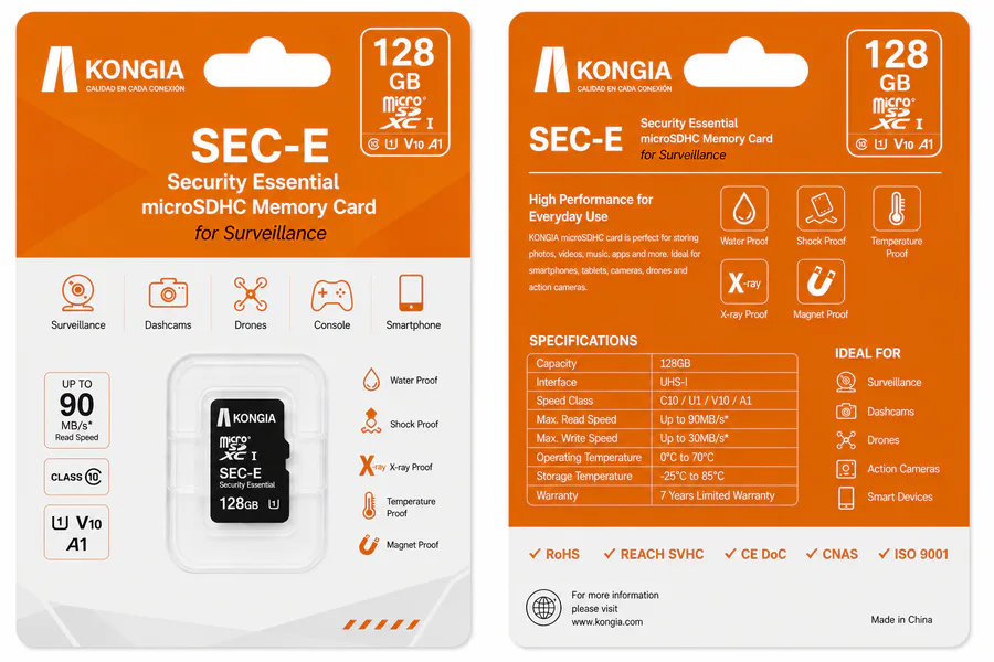 Class 10/U1/V10 Security Essential — Tarjeta microSD para Videovigilancia 128GB
