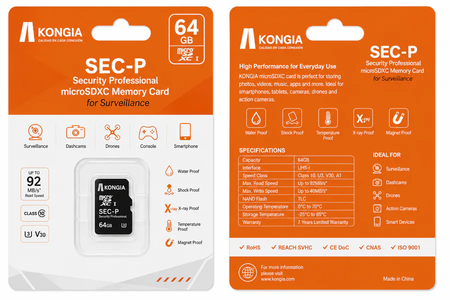 Class 10/U3/V30/A1  Security Professional — Tarjeta microSD de Alta Resistencia para CCTV 64GB