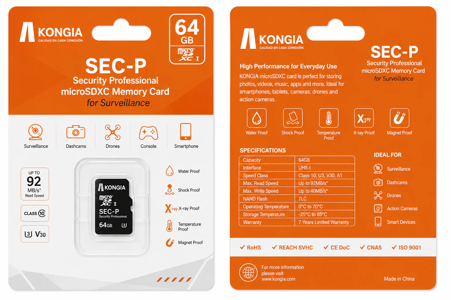 Class 10/U3/V30/A1  Security Professional — Tarjeta microSD de Alta Resistencia para CCTV 64GB