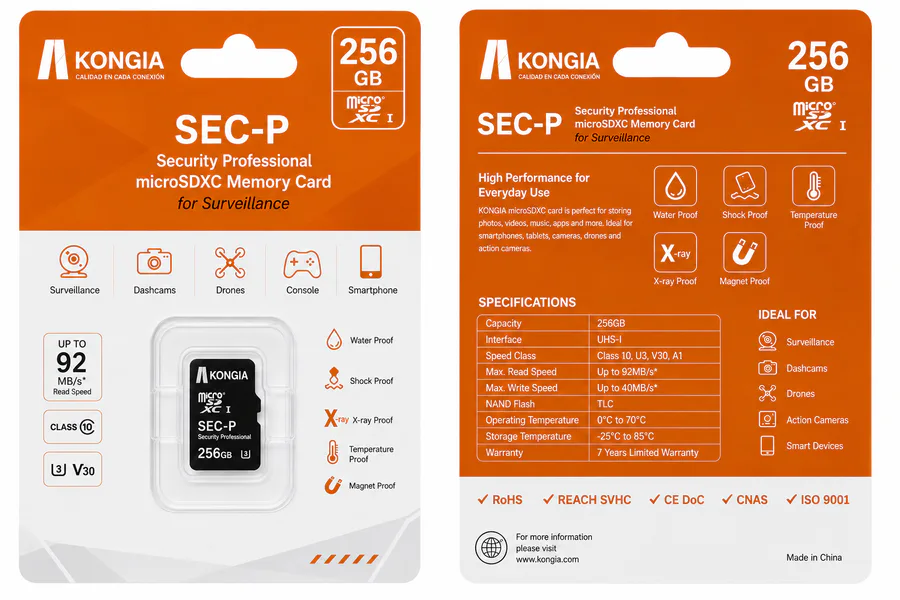Class 10/U3/V30/A1 Security Professional — Tarjeta microSD de Alta Resistencia para CCTV 256GB
