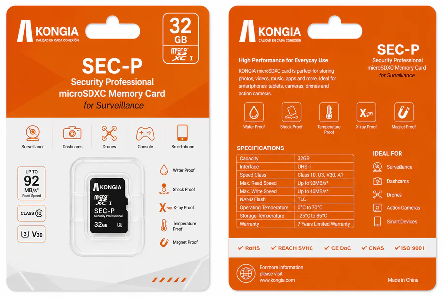 Class 10/U3/V30/A1 Security Professional — Tarjeta microSD para Videovigilancia 32GB